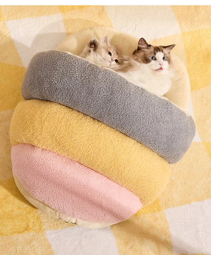 Winter Warm Pet Cat Bed Semi-enclosed Pet Sleeping Bag for Cats Mini Dogs Soft Plush Kitten House Cave Cat Accessories