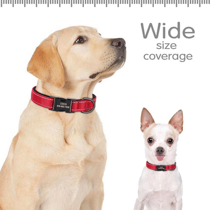 Personalized Nylon Dog Collar Reflective Dog Collars Engraved Puppy Collar ID Necklace Adjustable for Small Medium Large Dogs