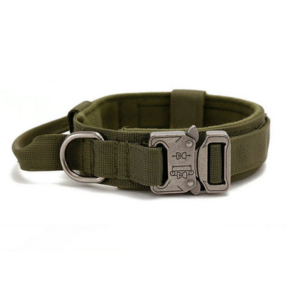 Military Tactical Dog Collar with Control Handle Adjustable Nylon Collar for Medium Large Dogs German Shepard Walking Training