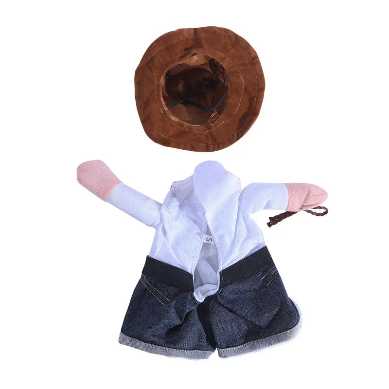 Pet Cowboy Costume – Jeans Hoodie Jumpsuit for Dogs & Cats
