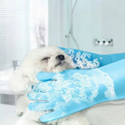 Pet Grooming Gloves – Silicone Hair Removal & Massage for Dogs & Cats