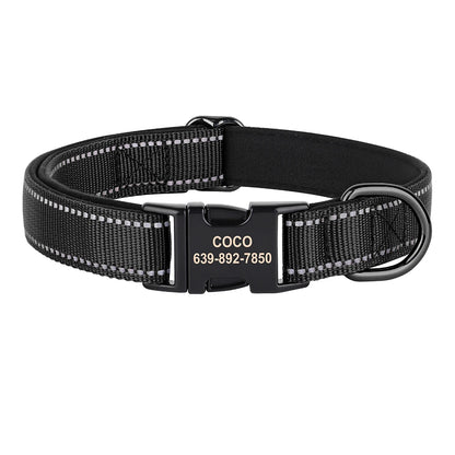 Personalized Nylon Dog Collar Reflective Dog Collars Engraved Puppy Collar ID Necklace Adjustable for Small Medium Large Dogs