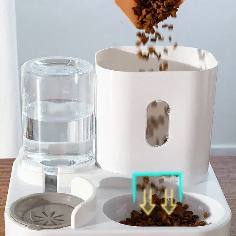 Automatic 2-in-1 Feeder Dog Cat Food Bowl and Water Feeding Device Pet Large Food Dispenser Puppy Pet Kitten Bowl Accessories 1p