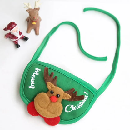 Christmas Pet Costume – Santa & Elk Hat with Bandana Bib Scarf Set for Dogs & Cats