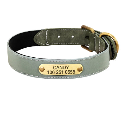 Personalized Dog Collar Dog Leather Padded Pet ID Collar Free Engraved Puppy Collars Reflective For Small Medium Large Dogs