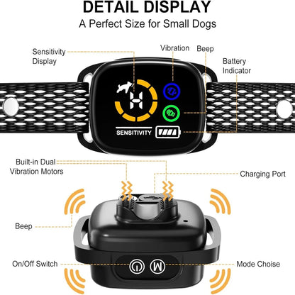 Small Dog No-Shock Bark Collar, Rechargeable, Adjustable