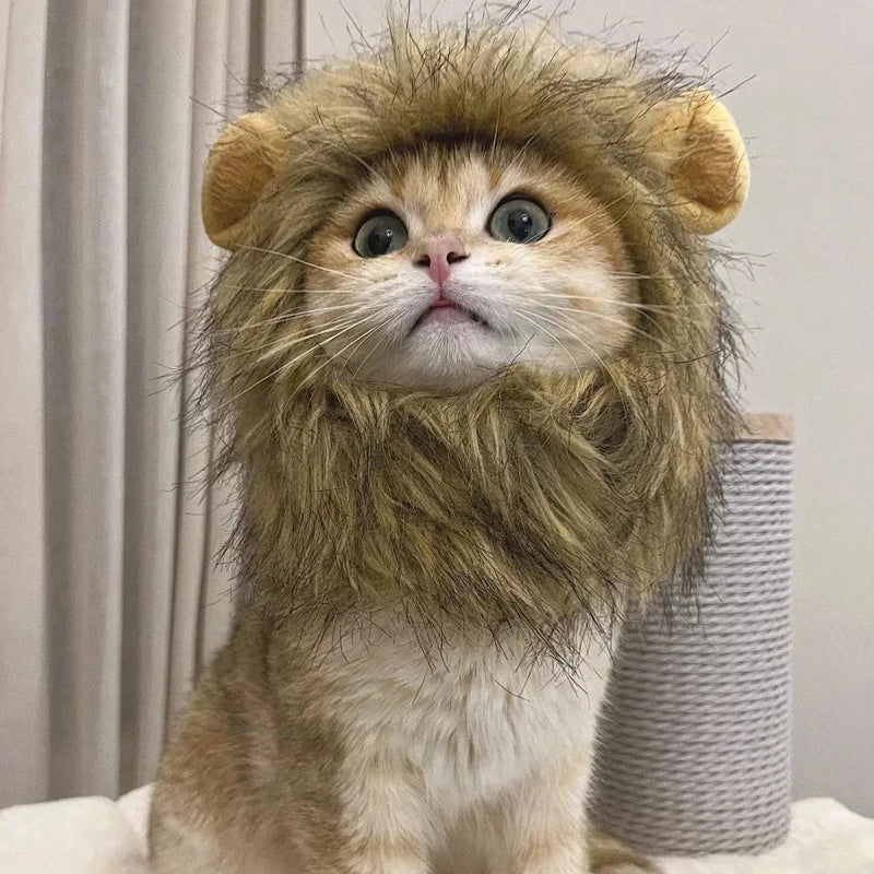 Cute Lion Mane Pet Costume Hat – Funny Cat & Dog Wig with Ears for Cosplay & Party