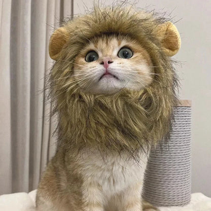 Cute Lion Mane Pet Costume Hat – Funny Cat & Dog Wig with Ears for Cosplay & Party