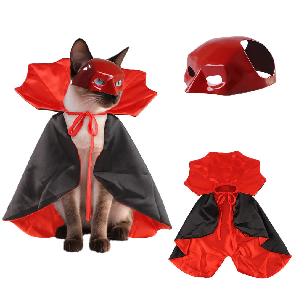 Halloween Pet Costume Set – Batman Pattern Cat & Dog Cape, Funny & Fashionable