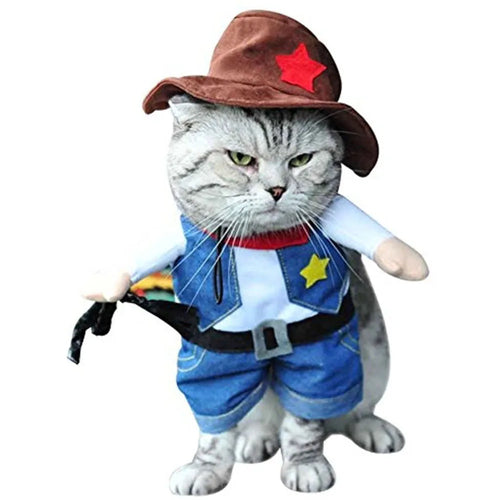 Halloween & Christmas Pet Costume Set – Funny Cowboy Outfit for Cats & Dogs