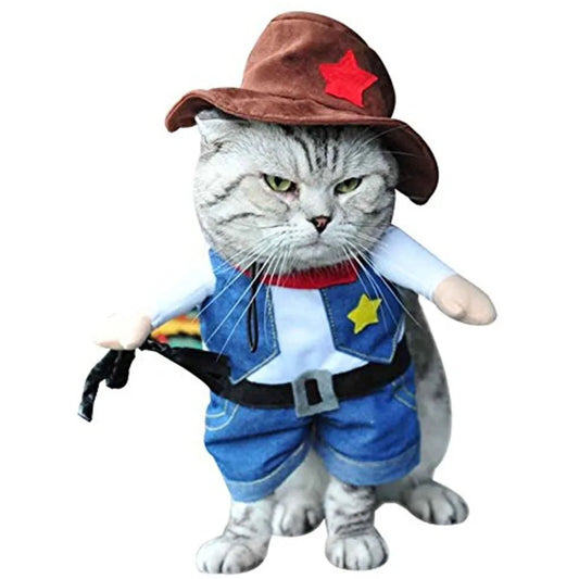 Halloween & Christmas Pet Costume Set – Funny Cowboy Outfit for Cats & Dogs