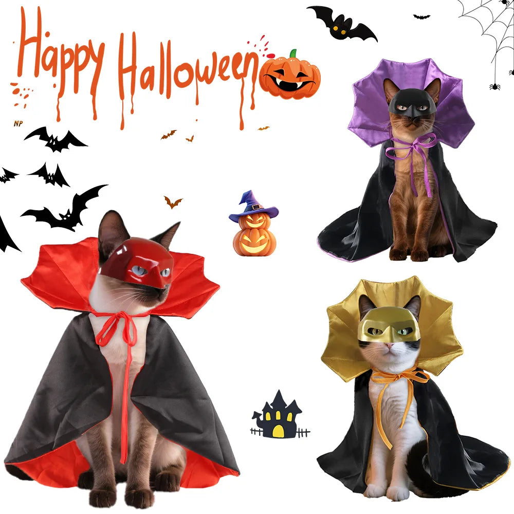 Halloween Pet Costume Set – Batman Pattern Cat & Dog Cape, Funny & Fashionable