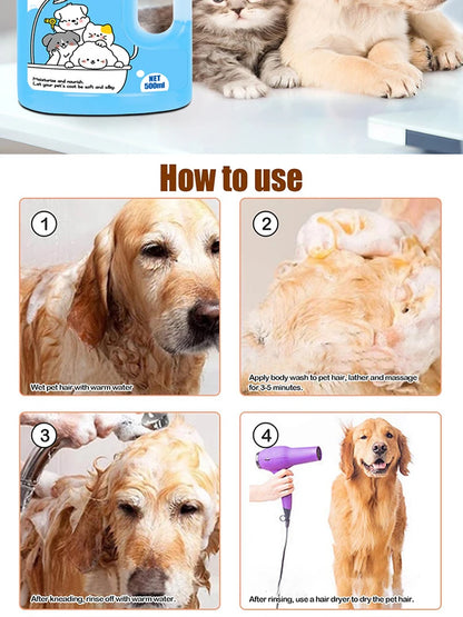 500ml Pet Shampoo – Gentle & Deodorizing for Cats & Dogs