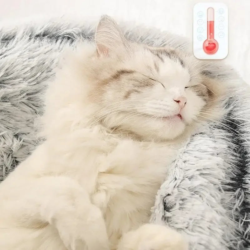 Winter Long Plush Cat Bed Round Pet House Cushion Cat House Warm Kitty Basket Dog Bed Sleep Bag Nest for Small Cat Products