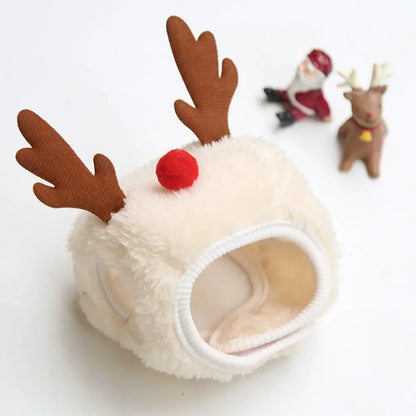 Christmas Pet Costume – Santa & Elk Hat with Bandana Bib Scarf Set for Dogs & Cats