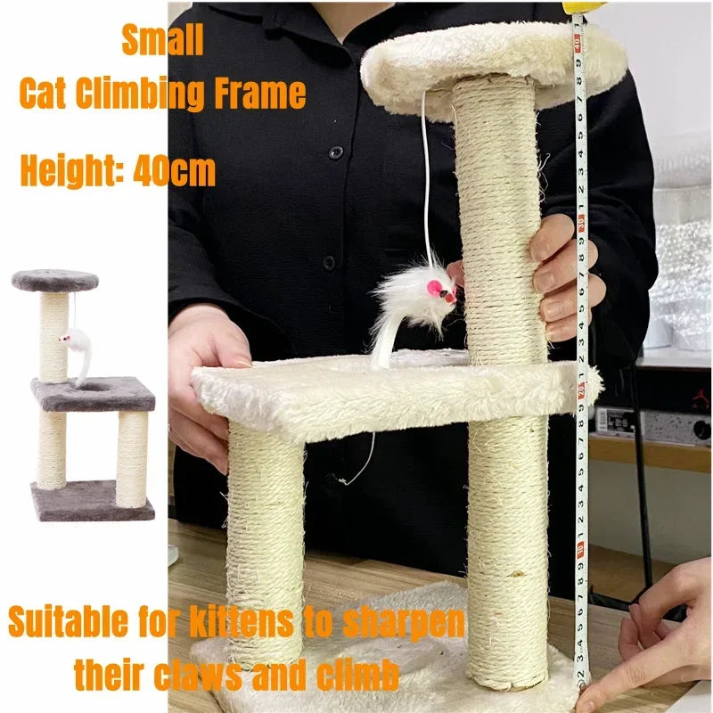 3-Layers Cats Scratching Post Sisal Rope Three Pillars for Kitten Grind Claw Cat Climbing Frame Posts Toy Pet Furniture Supplies