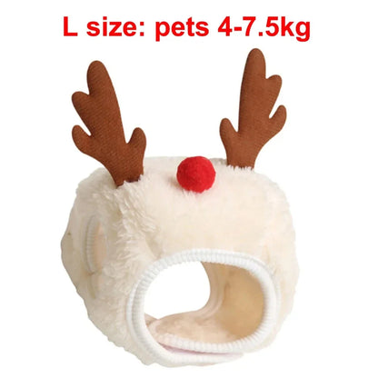 Christmas Pet Costume – Santa & Elk Hat with Bandana Bib Scarf Set for Dogs & Cats