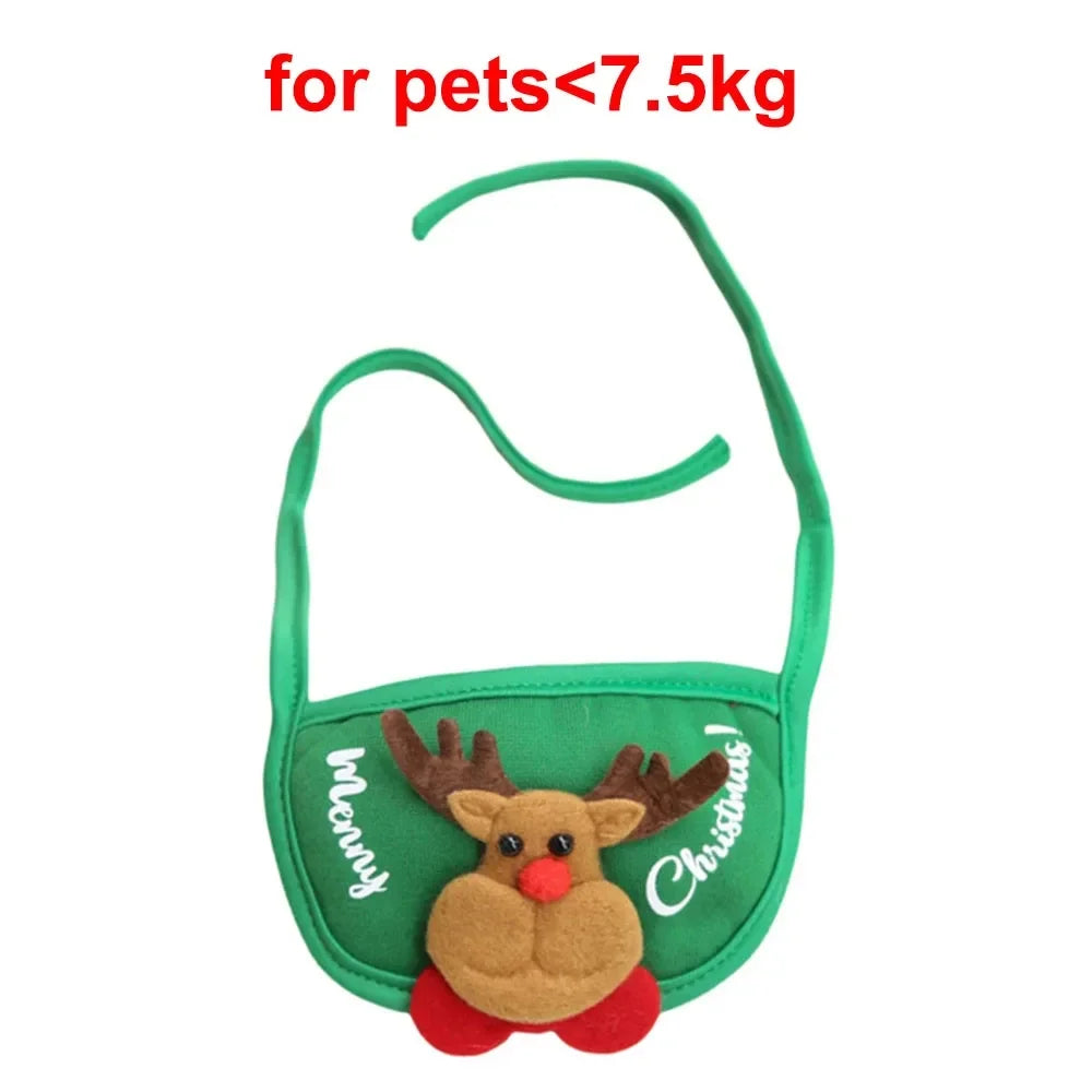 Christmas Pet Costume – Santa & Elk Hat with Bandana Bib Scarf Set for Dogs & Cats