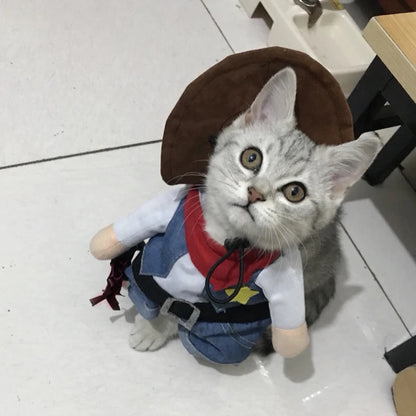 Pet Cowboy Costume – Jeans Hoodie Jumpsuit for Dogs & Cats