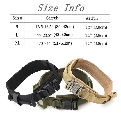 Tactical dog collar with handle for medium and large dogs, military-spec nylon collar, quick-release metal buckle