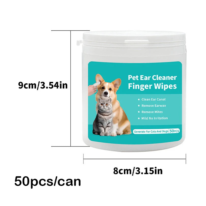 Pet Ear Cleaning Wipes – Gentle Ear Care, Mite Removal & Hygiene for Dogs & Cats