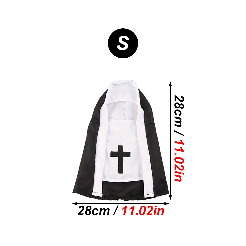 Funny Pet Nun Costume – Adjustable Halloween Outfit for Small Cats & Dogs