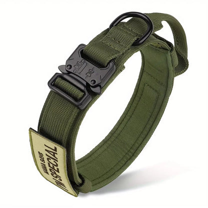 Tactical dog collar with handle for medium and large dogs, military-spec nylon collar, quick-release metal buckle