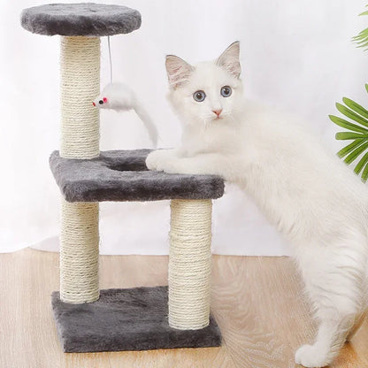 3-Layers Cats Scratching Post Sisal Rope Three Pillars for Kitten Grind Claw Cat Climbing Frame Posts Toy Pet Furniture Supplies