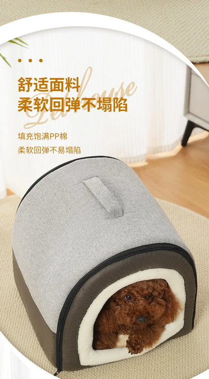 Warm Dog House Detachable Pet Sleeping Bed for Small Medium Dogs Cats Soft Non-slip Dog Kennel Puppy Kitten Nest Pet Supplies