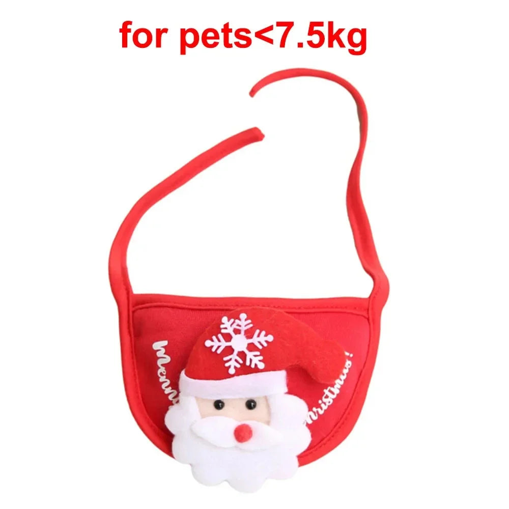 Christmas Pet Costume – Santa & Elk Hat with Bandana Bib Scarf Set for Dogs & Cats