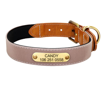 Personalized Dog Collar Dog Leather Padded Pet ID Collar Free Engraved Puppy Collars Reflective For Small Medium Large Dogs