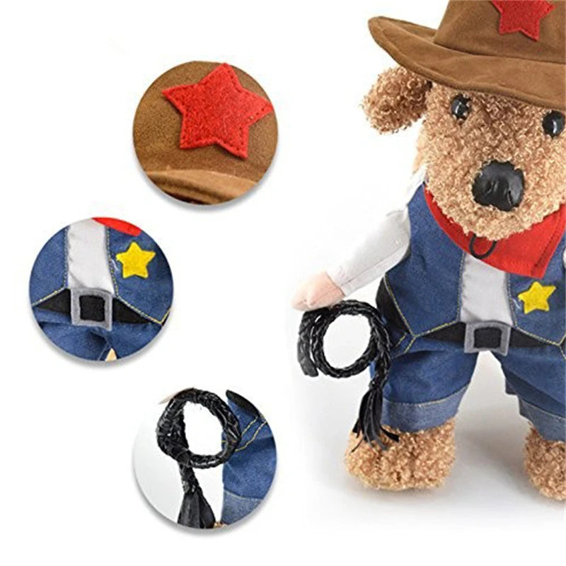Pet Cowboy Costume – Jeans Hoodie Jumpsuit for Dogs & Cats