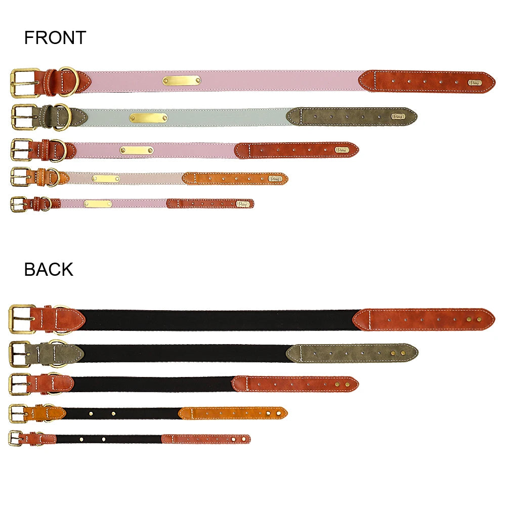 Personalized Dog Collar Dog Leather Padded Pet ID Collar Free Engraved Puppy Collars Reflective For Small Medium Large Dogs