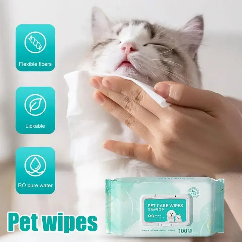 Pet Deodorant Wipes – 100pcs Gentle Cleaning Wipes for Dogs & Cats