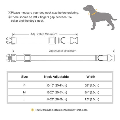 Personalized Nylon Dog Collar Reflective Dog Collars Engraved Puppy Collar ID Necklace Adjustable for Small Medium Large Dogs