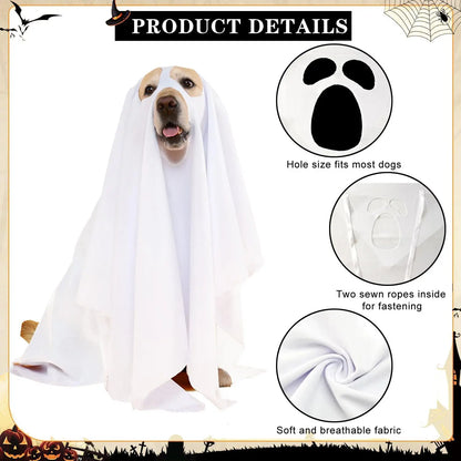 Halloween Pet Ghost Costume – Spooky Cute Dog & Cat Cape for Halloween Cosplay