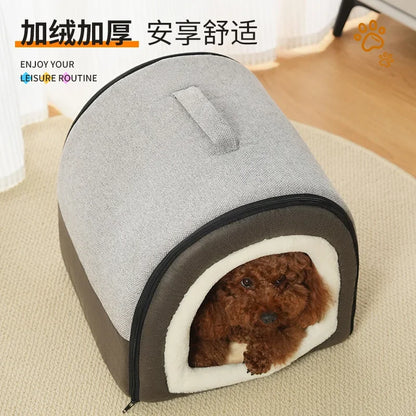 Warm Dog House Detachable Pet Sleeping Bed for Small Medium Dogs Cats Soft Non-slip Dog Kennel Puppy Kitten Nest Pet Supplies