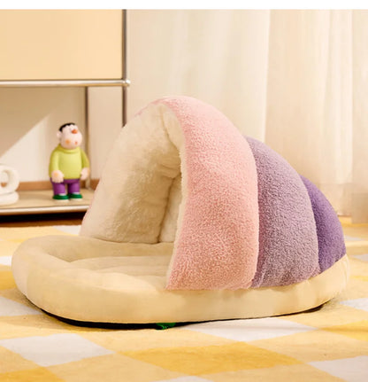 Winter Warm Pet Cat Bed Semi-enclosed Pet Sleeping Bag for Cats Mini Dogs Soft Plush Kitten House Cave Cat Accessories