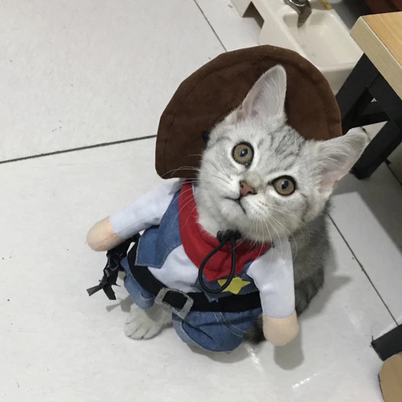 Pet Cowboy Costume – Jeans Hoodie Jumpsuit for Dogs & Cats