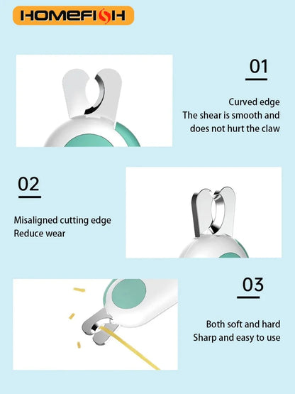 LED Light Cat & Dog Nail Clipper – Professional Pet Claw Trimmer with Safety Lock