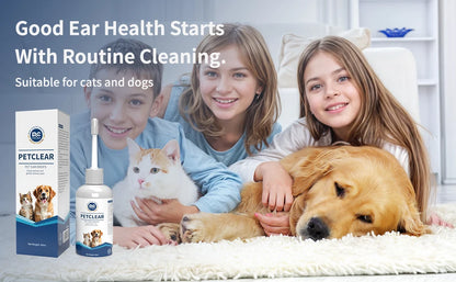 PETCLEAR Dog & Cat Ear Drops – Ear Cleaner for Odor, Wax, Mites & Itch Prevention, 60ml