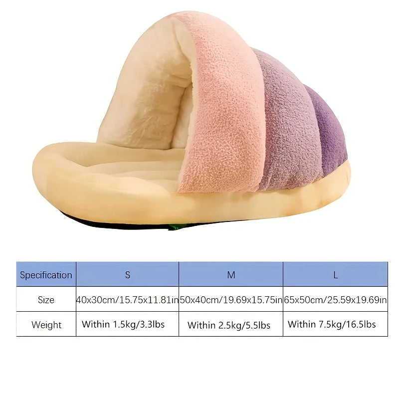 Winter Warm Pet Cat Bed Semi-enclosed Pet Sleeping Bag for Cats Mini Dogs Soft Plush Kitten House Cave Cat Accessories