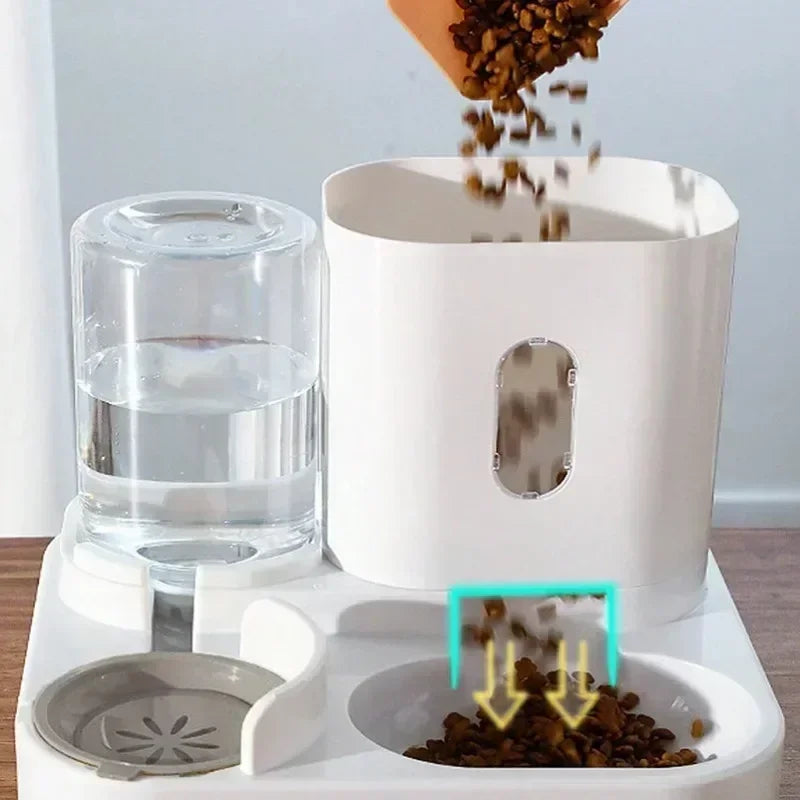 Automatic 2-in-1 Feeder Dog Cat Food Bowl and Water Feeding Device Pet Large Food Dispenser Puppy Pet Kitten Bowl Accessories 1p