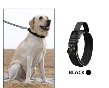 Tactical dog collar, adjustable military training nylon dog collar with control handle and high quality buckle