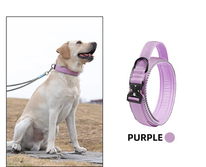 Tactical dog collar, adjustable military training nylon dog collar with control handle and high quality buckle