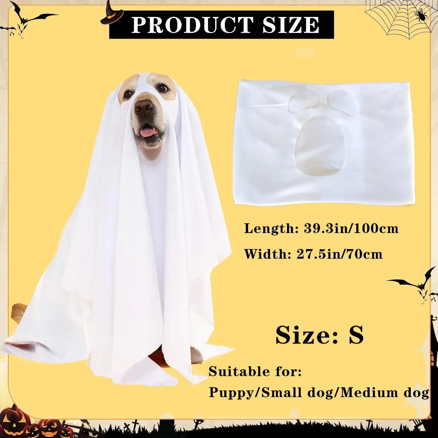 Halloween Pet Ghost Costume – Spooky Cute Dog & Cat Cape for Halloween Cosplay