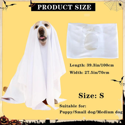 Halloween Pet Ghost Costume – Spooky Cute Dog & Cat Cape for Halloween Cosplay