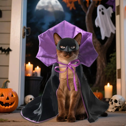 Halloween Pet Costume Set – Batman Pattern Cat & Dog Cape, Funny & Fashionable