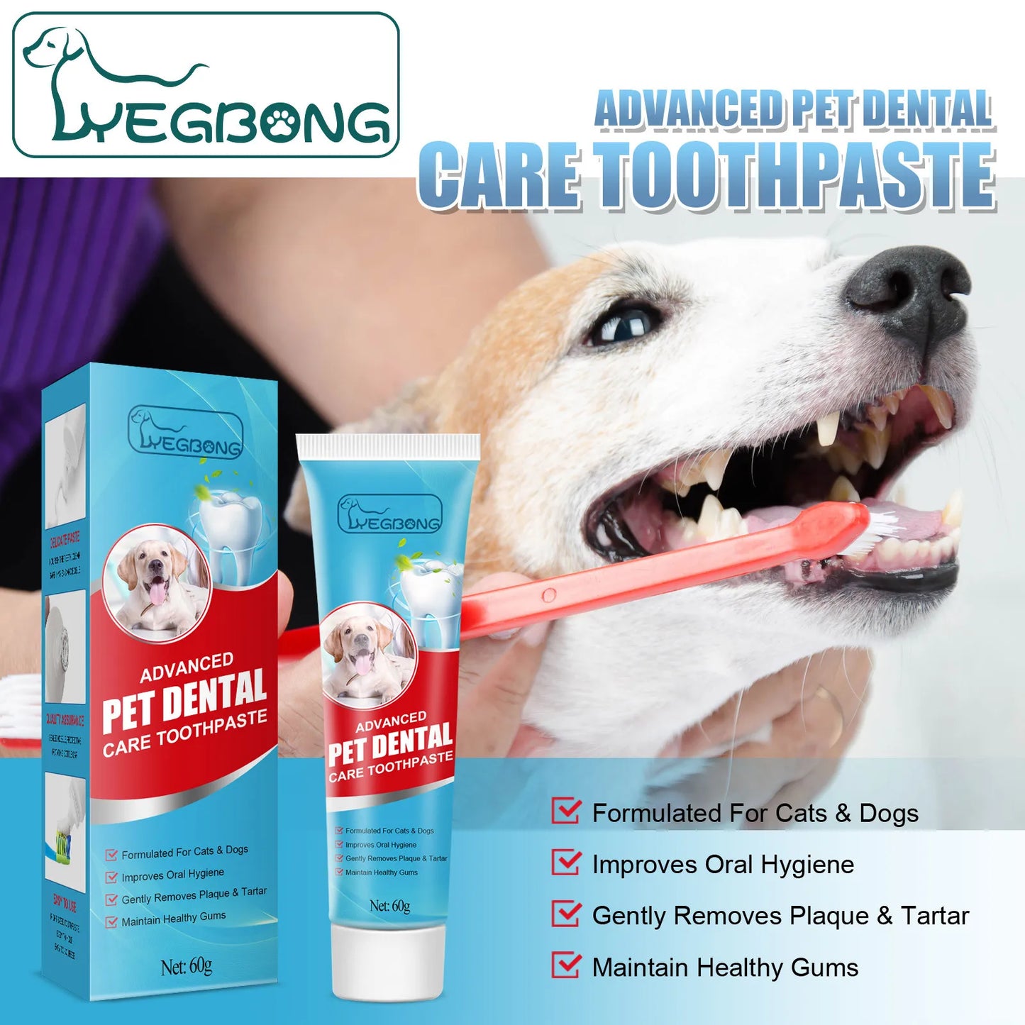 Pet Oral Care Toothpaste – Cleans Tartar & Plaque, Freshens Breath, Edible for Dogs & Cats