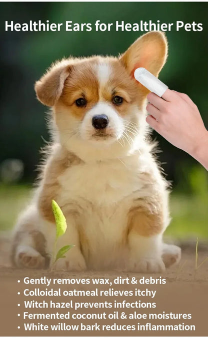 Pet Ear Cleaning Wipes – Gentle Ear Care, Mite Removal & Hygiene for Dogs & Cats